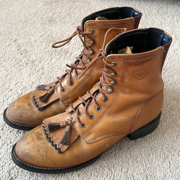 Vintage Ariat Cobalt Equestrian Women’s Leather Riding Boots 8 Lace Up Western - Picture 14 of 16